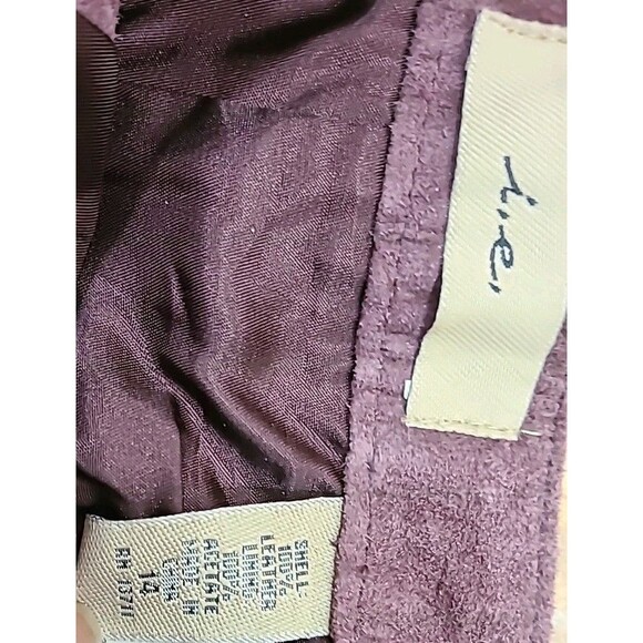 I.E. Jacket Sz 12 & Pants Sz 14, Suit 100% SUEDE Leather, EGGPLANT, Wms NWT - Picture 8 of 16